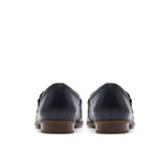 Clarks Sarafyna Iris Navy Leather Loafers,Slip Ons - BIU