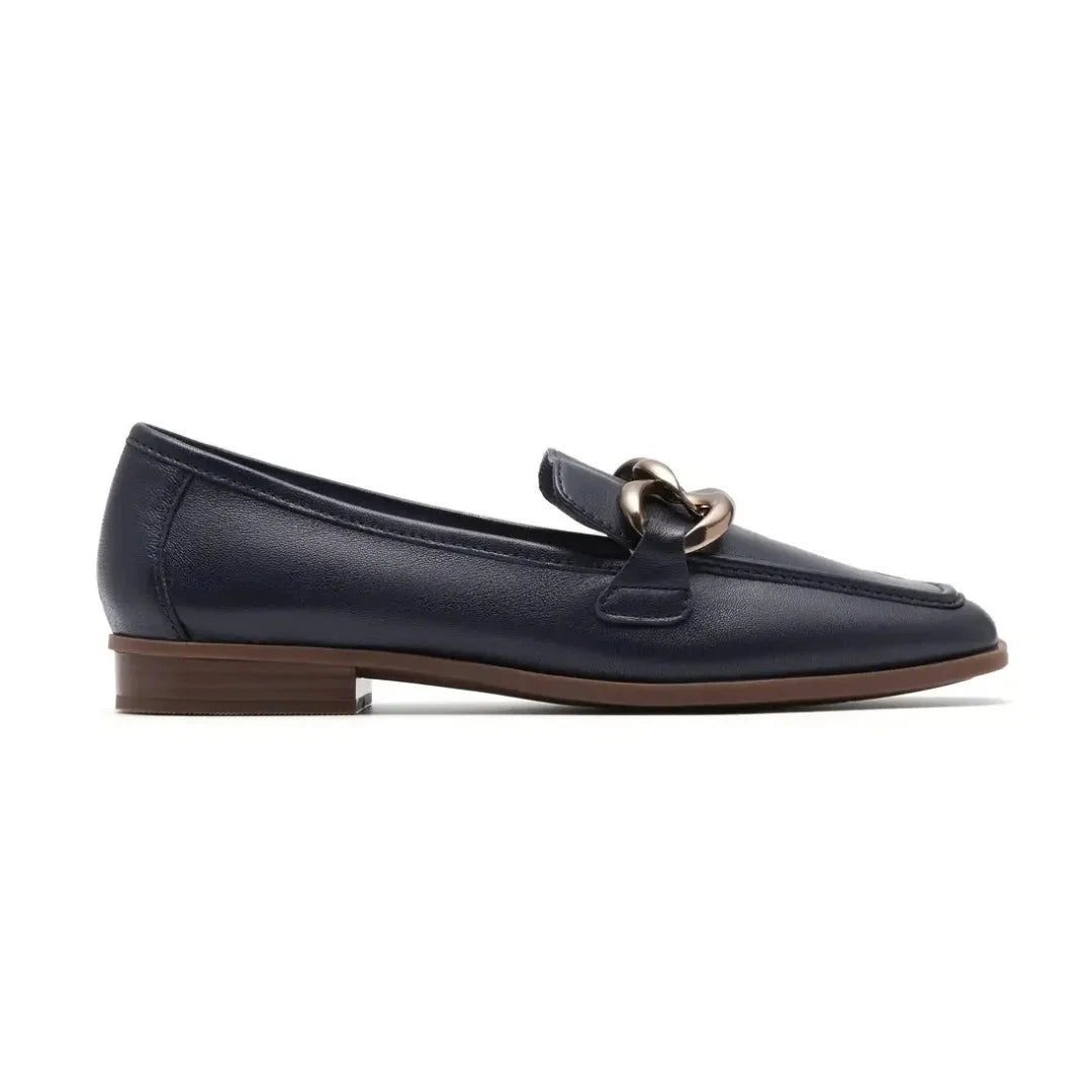 Clarks Sarafyna Iris Navy Leather Loafers Women - NVY - Blue / 35