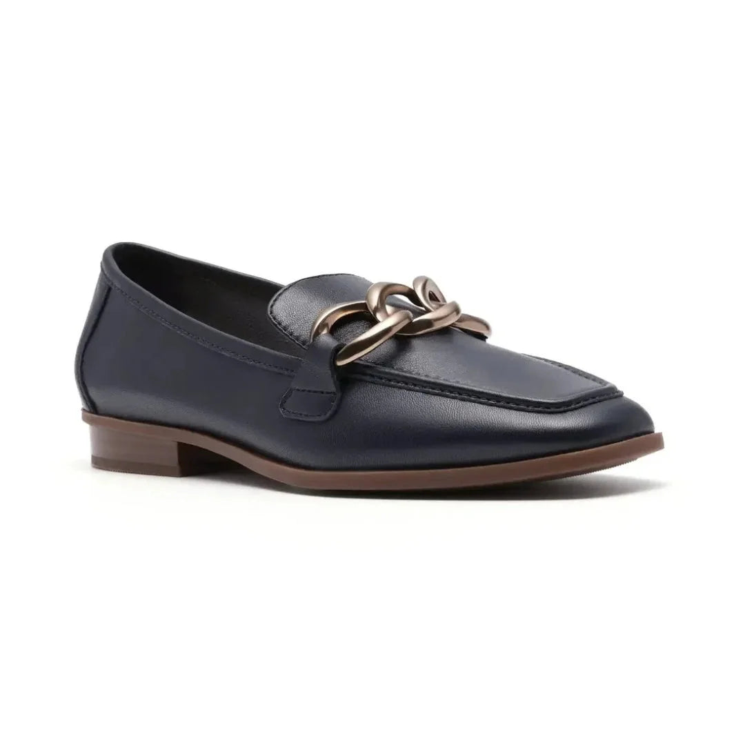 Clarks Sarafyna Iris Navy Leather Loafers Women - NVY
