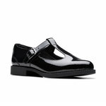 Clarks Tapa Hope Youth Black Patent Women - BLK - Cyan / 35