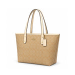 COACH City Tote Signature Canvas Bag - BEG - Beige