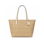 COACH City Tote Signature Canvas Bag - BEG - Beige