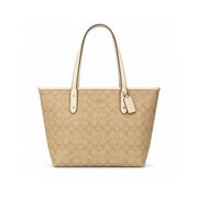 COACH City Tote Signature Canvas Bag - BEG - Beige