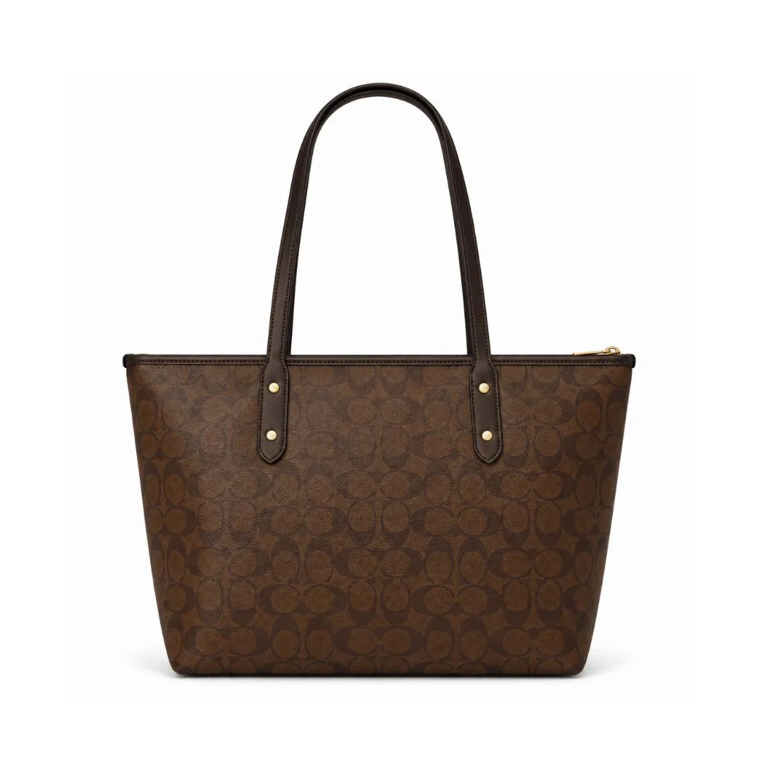 COACH City Tote Signature Canvas Bag - BRN - Brown