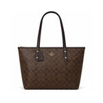 COACH City Tote Signature Canvas Bag - BRN - Brown