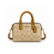 COACH Mini Rowan In Blocked Signature Canvas - BEG - Beige