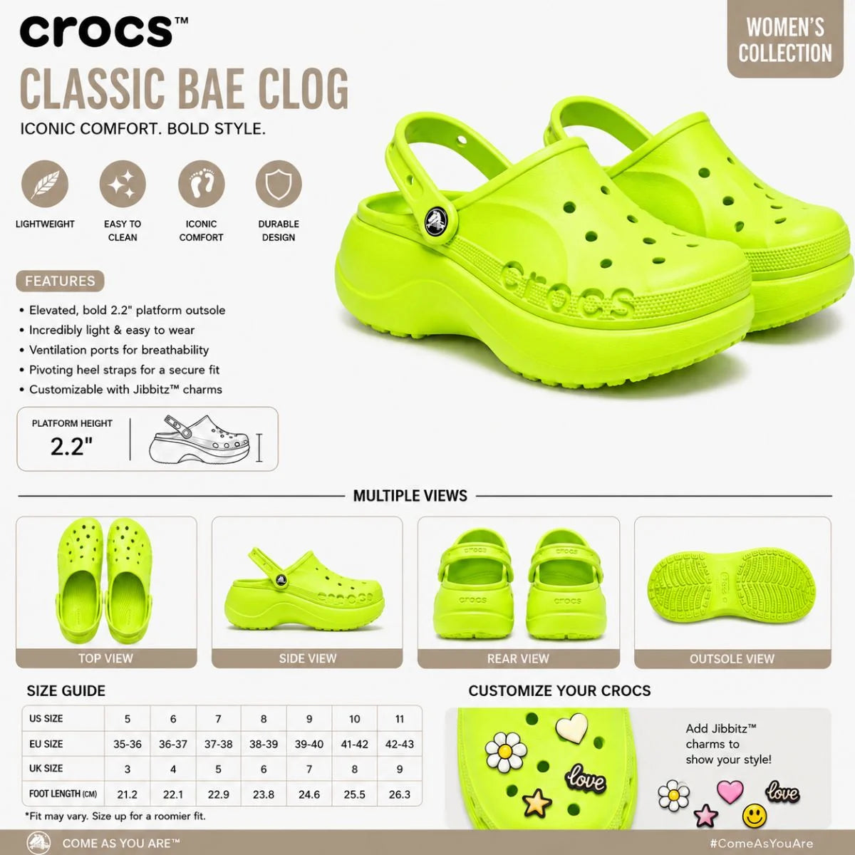 Crocs Baya Platform Clogs - NGR