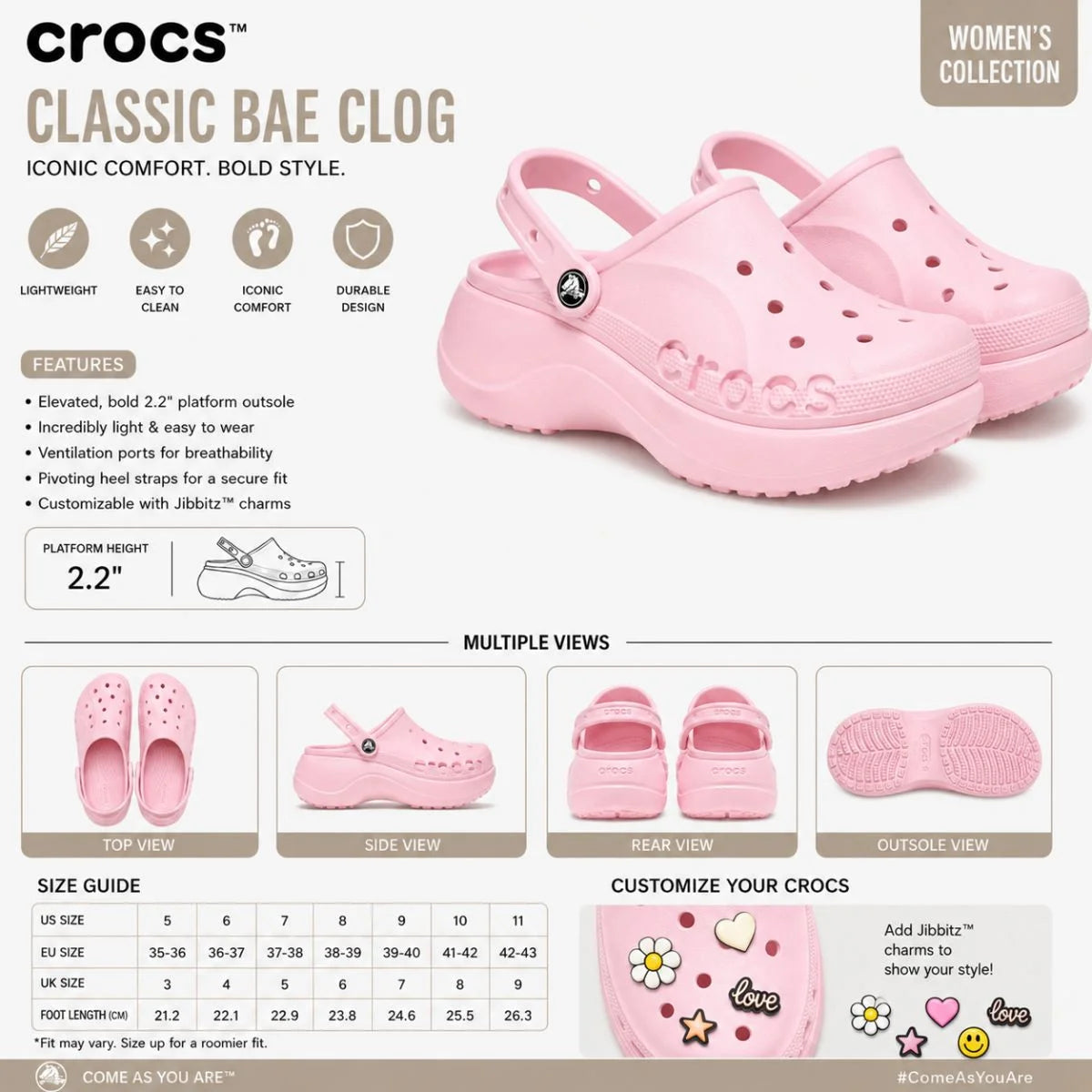 Crocs Baya Platform Clogs - PNK