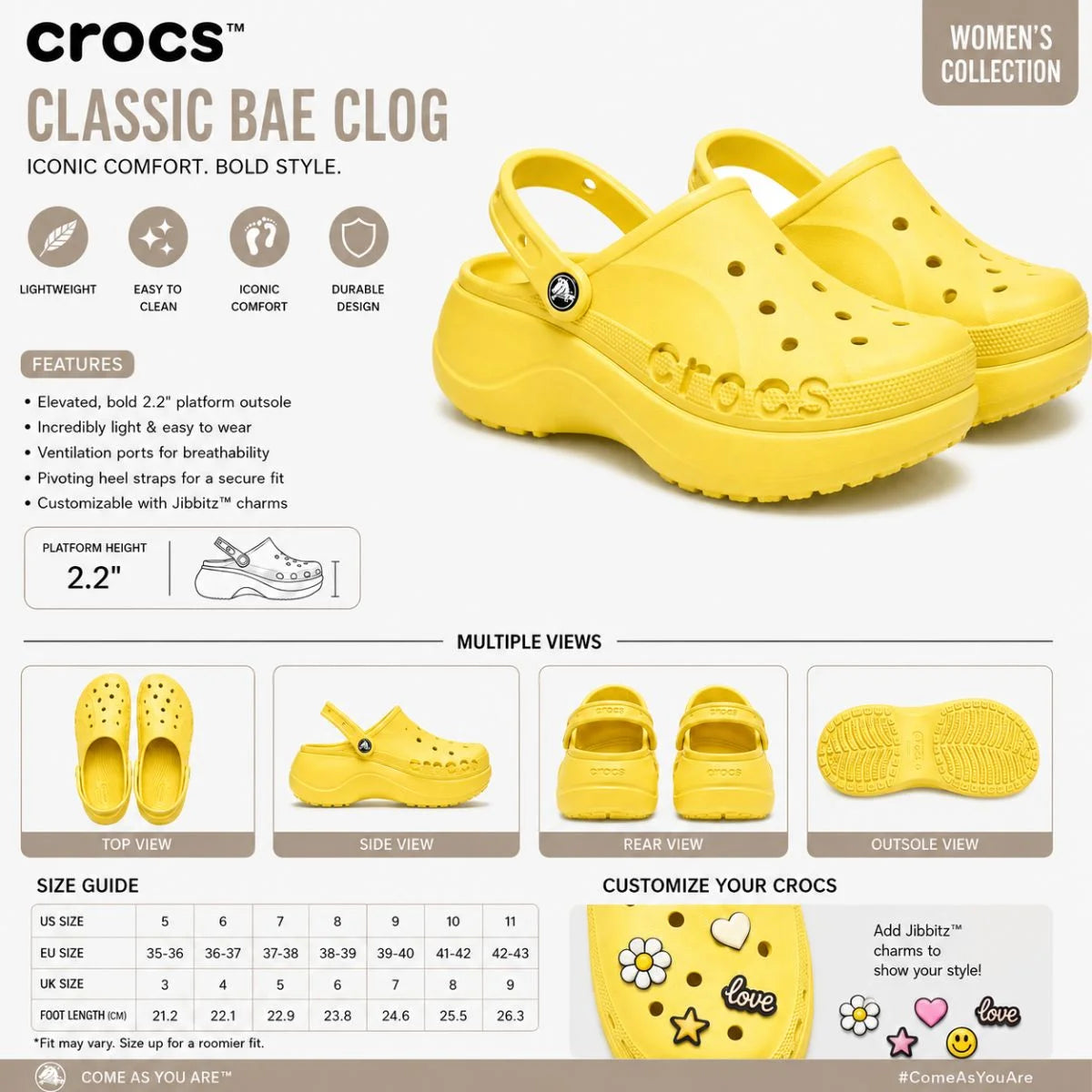 Crocs Baya Platform Clogs - YLO