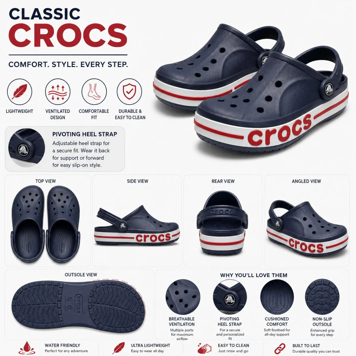 Crocs Bayaband Clog Unisex- NVYRED