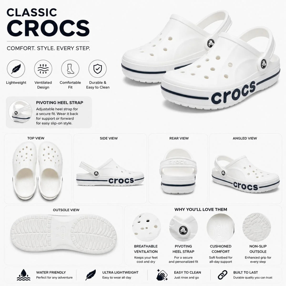 Crocs Bayaband Clog - WHTBLK