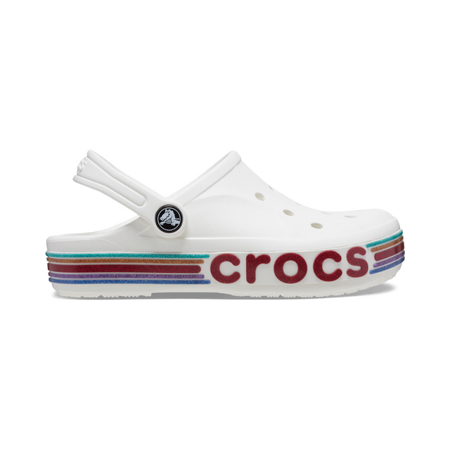 Crocs Bayaband Rainbow Glitter Clog Kids - WHT - White / 23-24