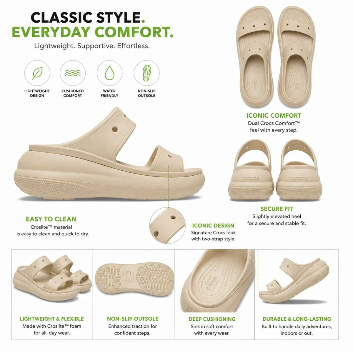 Crocs Classic Crush Shimmer Women Sandal - BEG
