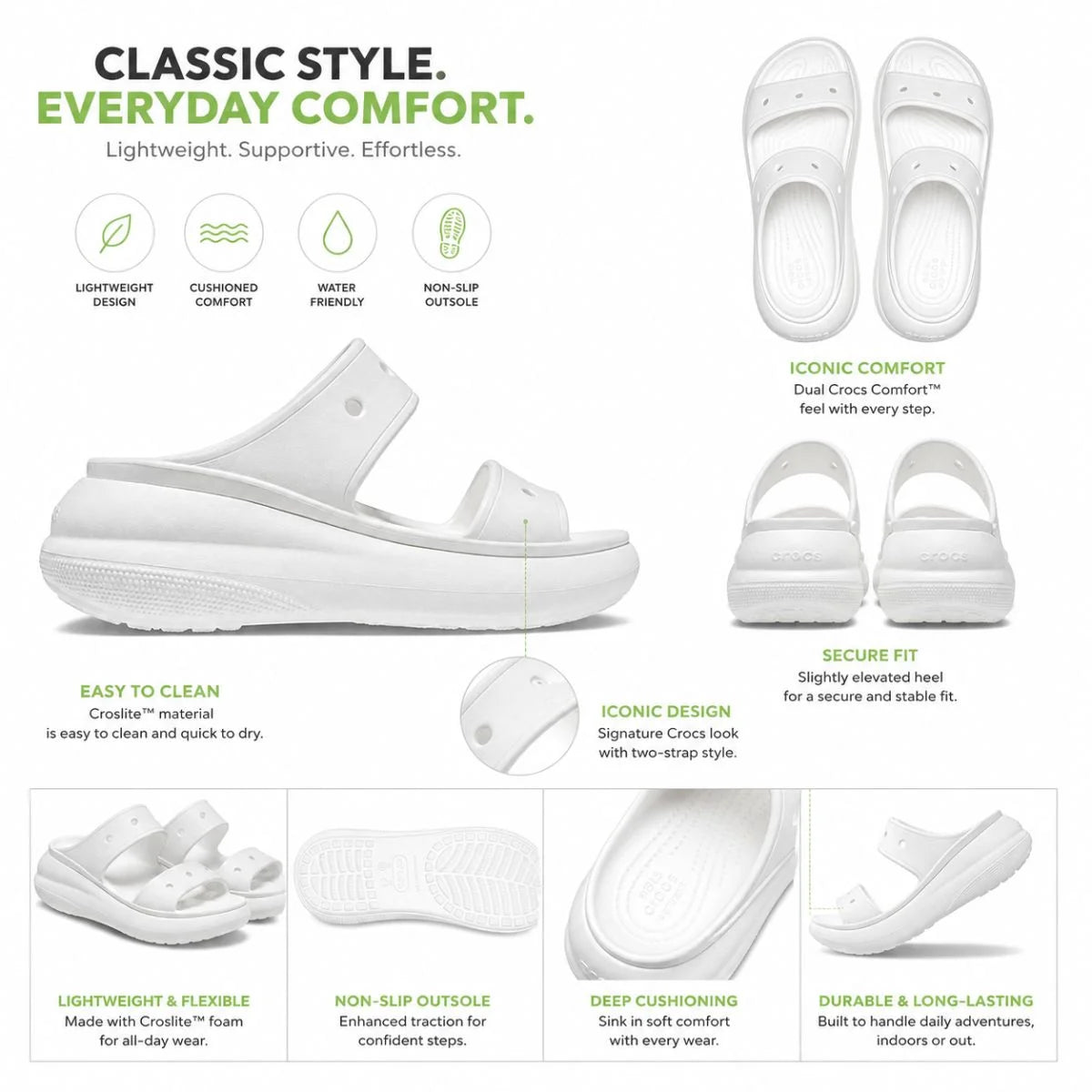 Crocs Classic Crush Shimmer Women Sandal - WHT