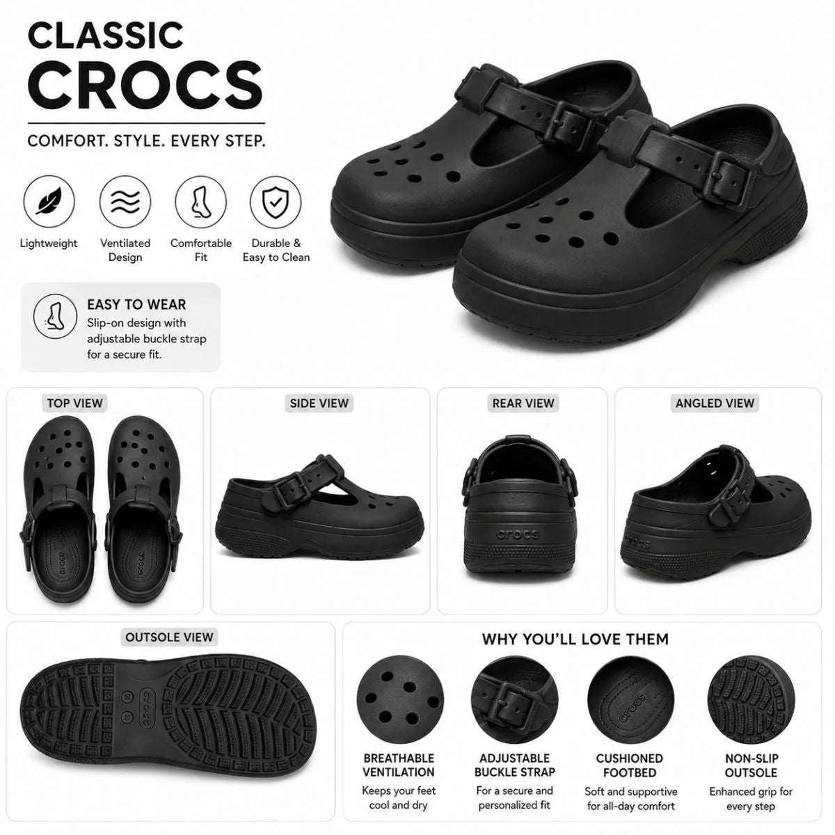 Crocs Classic Mary Jane Clog - BLK