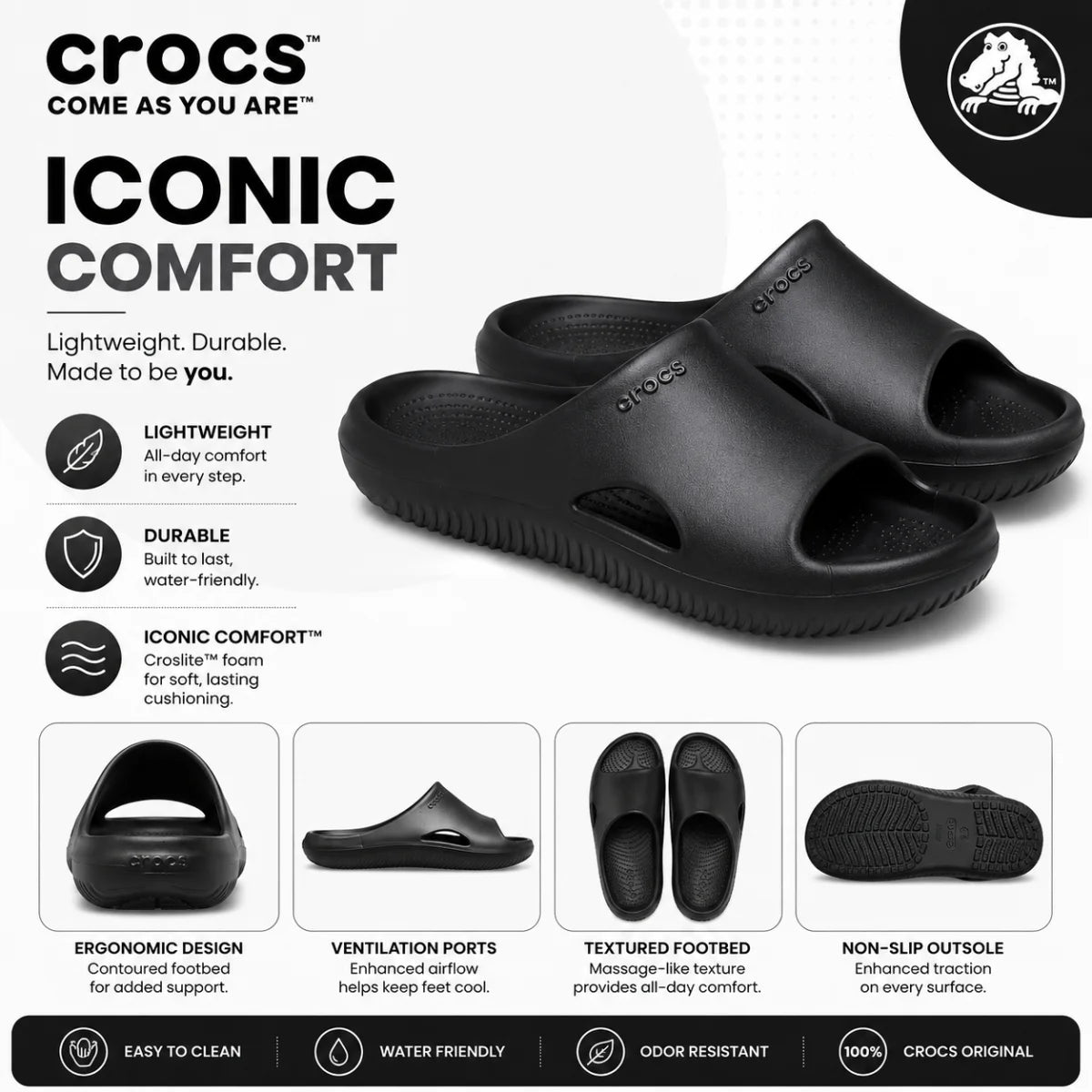 Crocs Clog Milo Recovery Slide - BLK
