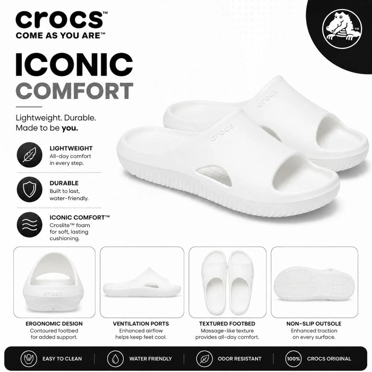 Crocs Clog Milo Recovery Slide - WHT