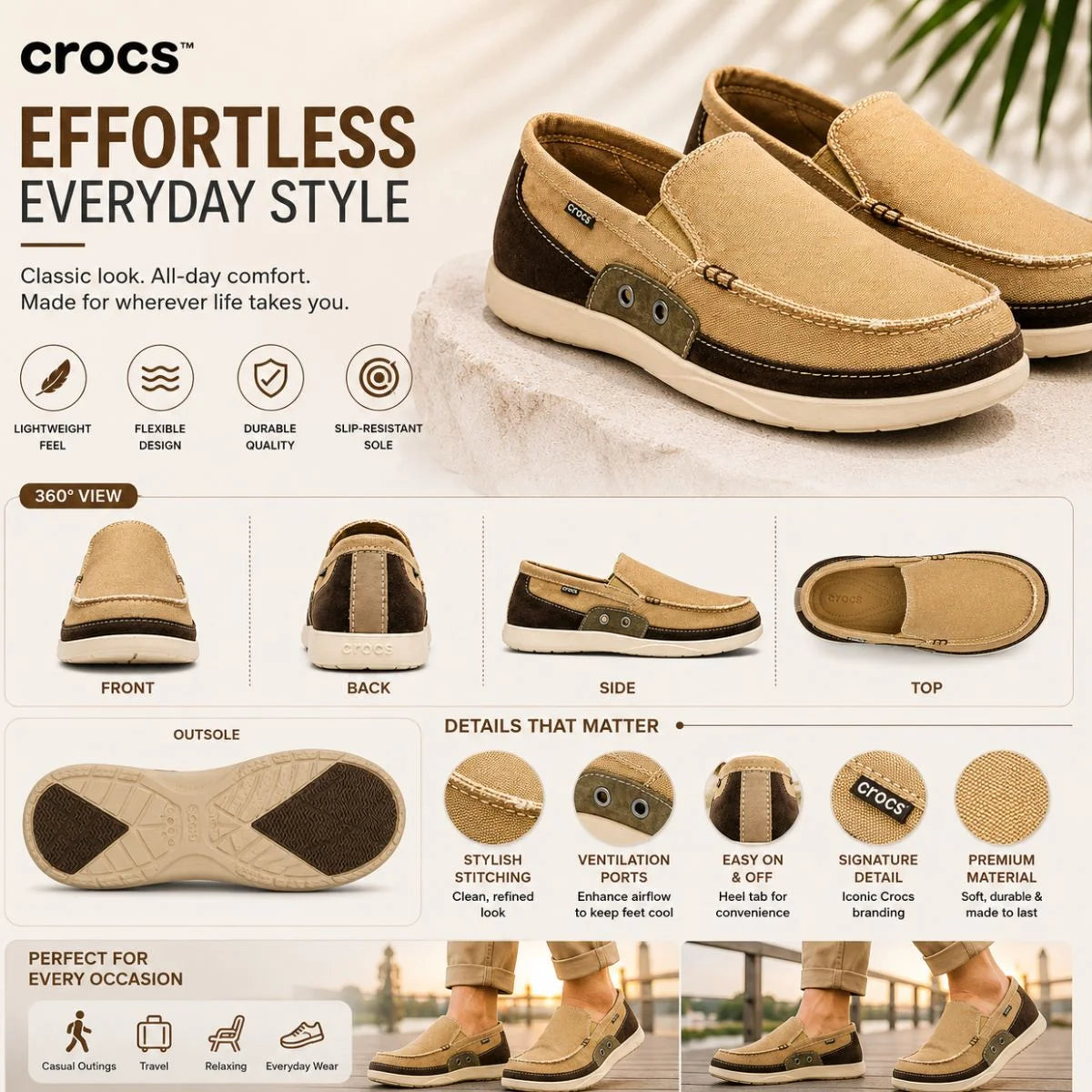 Crocs Walu Men Loafers 14392-23G - BRNTAN