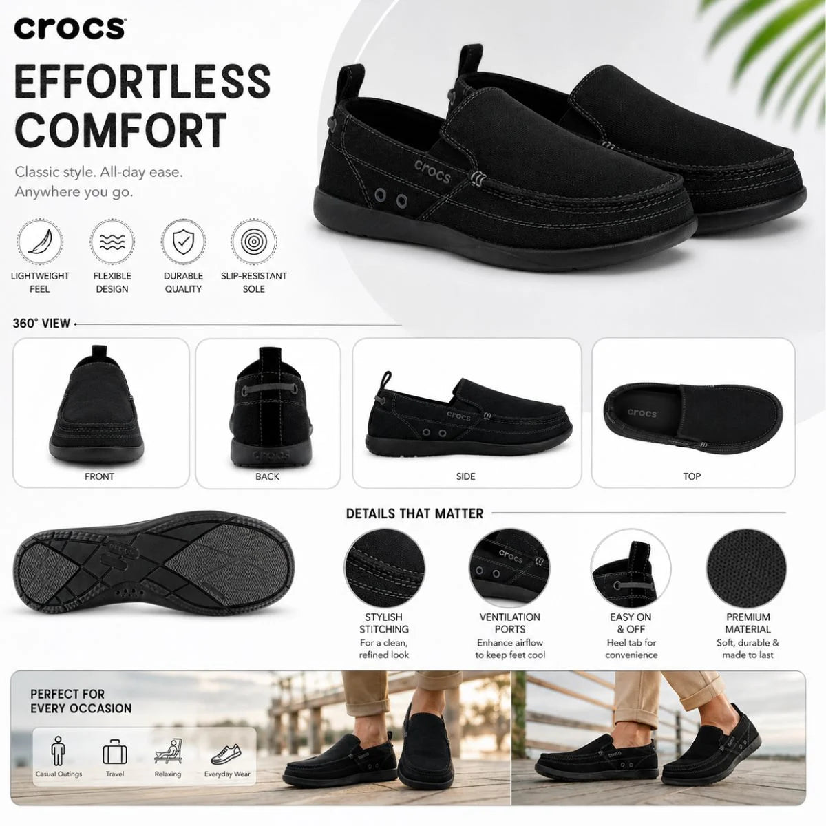 Crocs Walu Men Loafers - BLK
