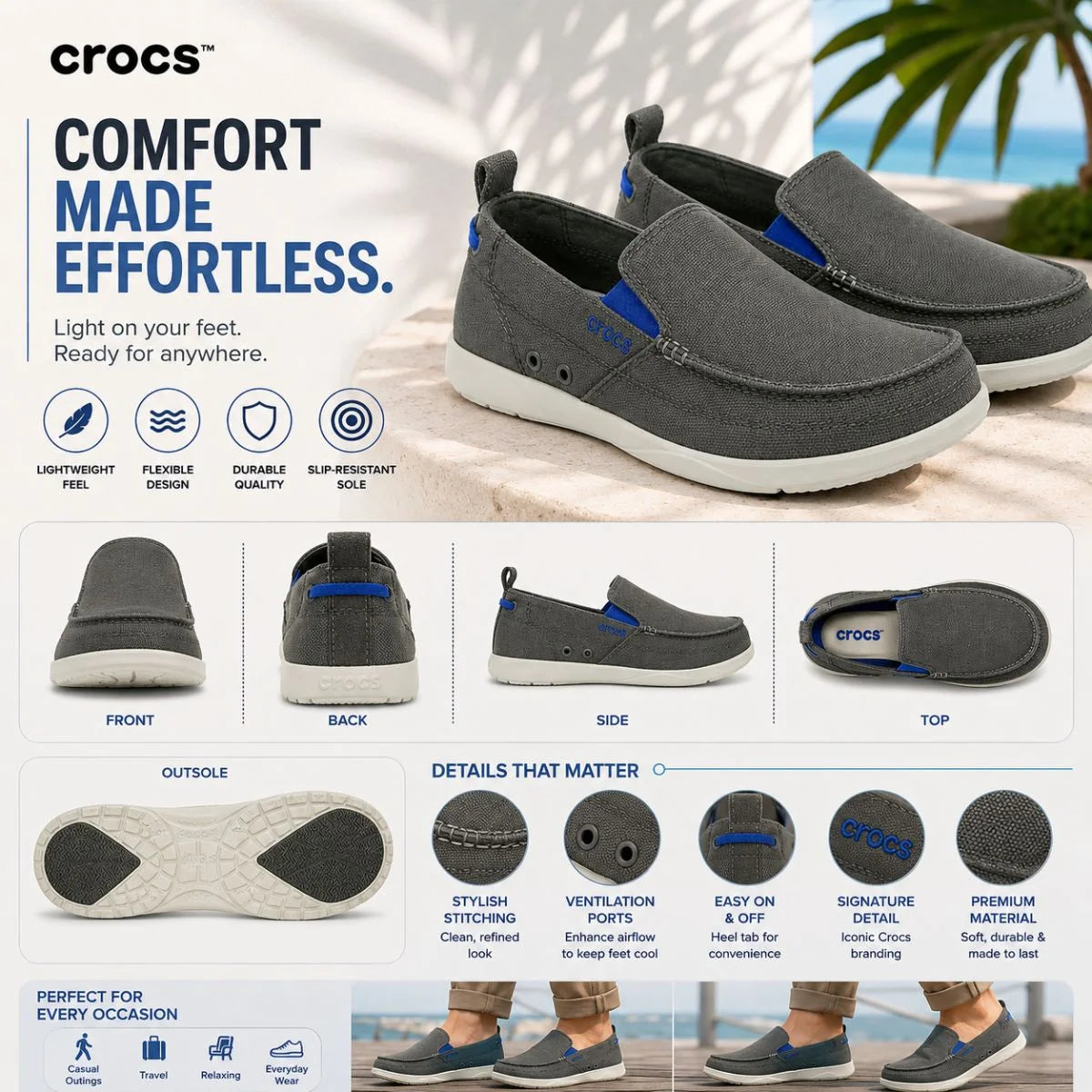 Crocs Walu Men Loafers - GRYNVY