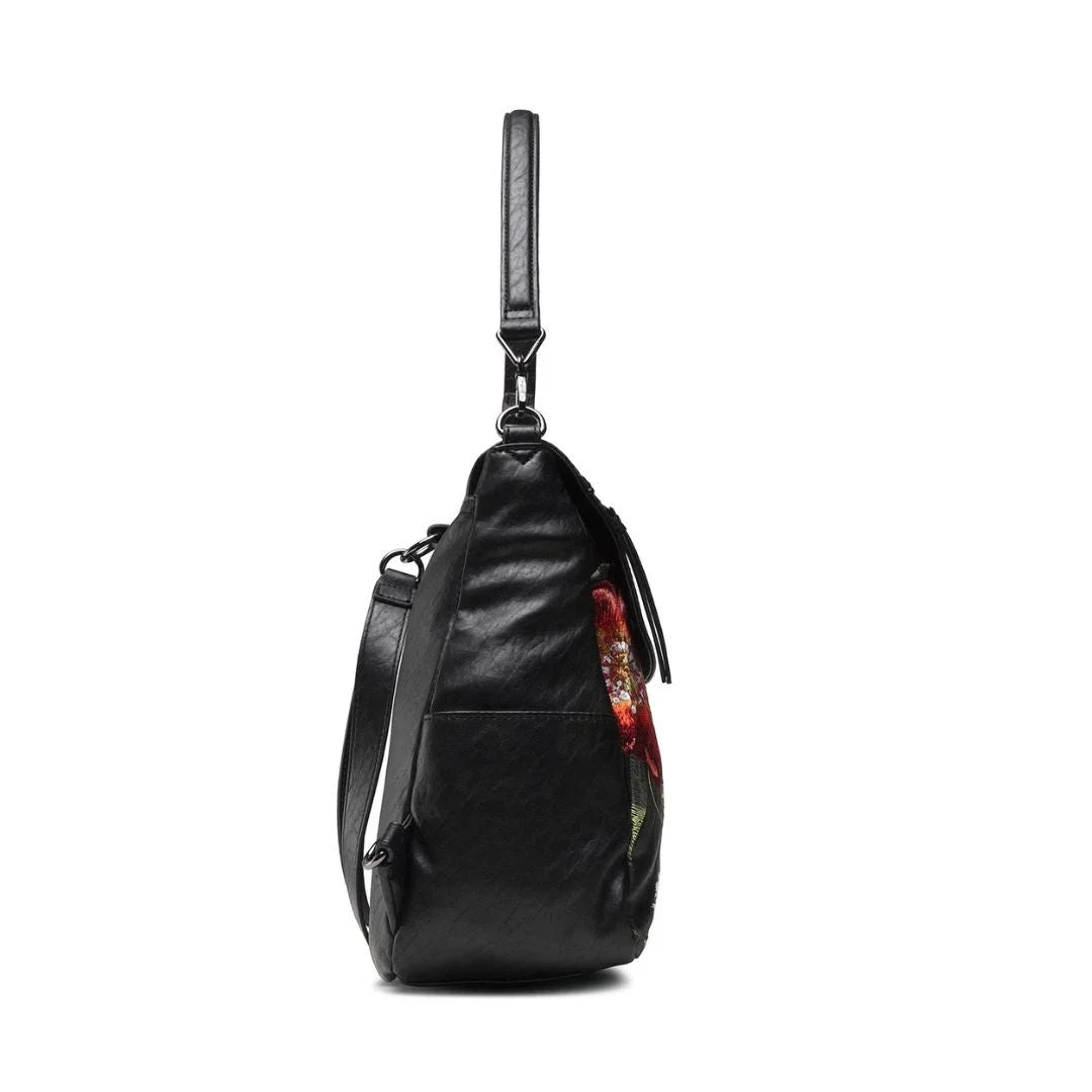 Desigual Embroidered Backpack Handbag Women - BLKFLW - Black