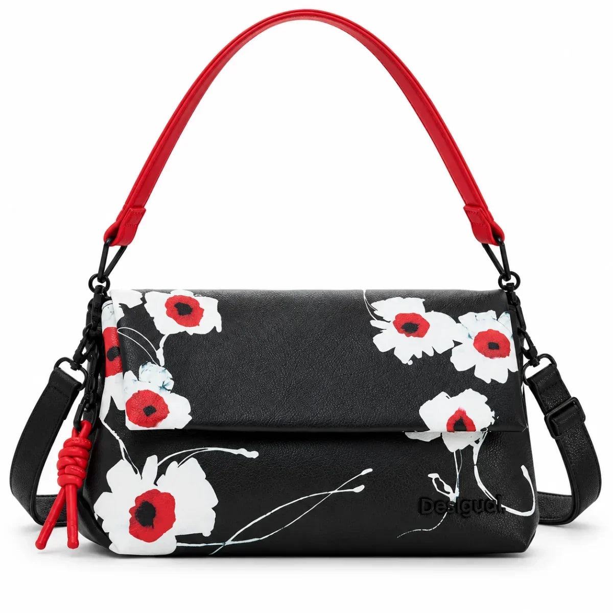 Desigual Ribbed Shoulder Bag Women - BLK - Black