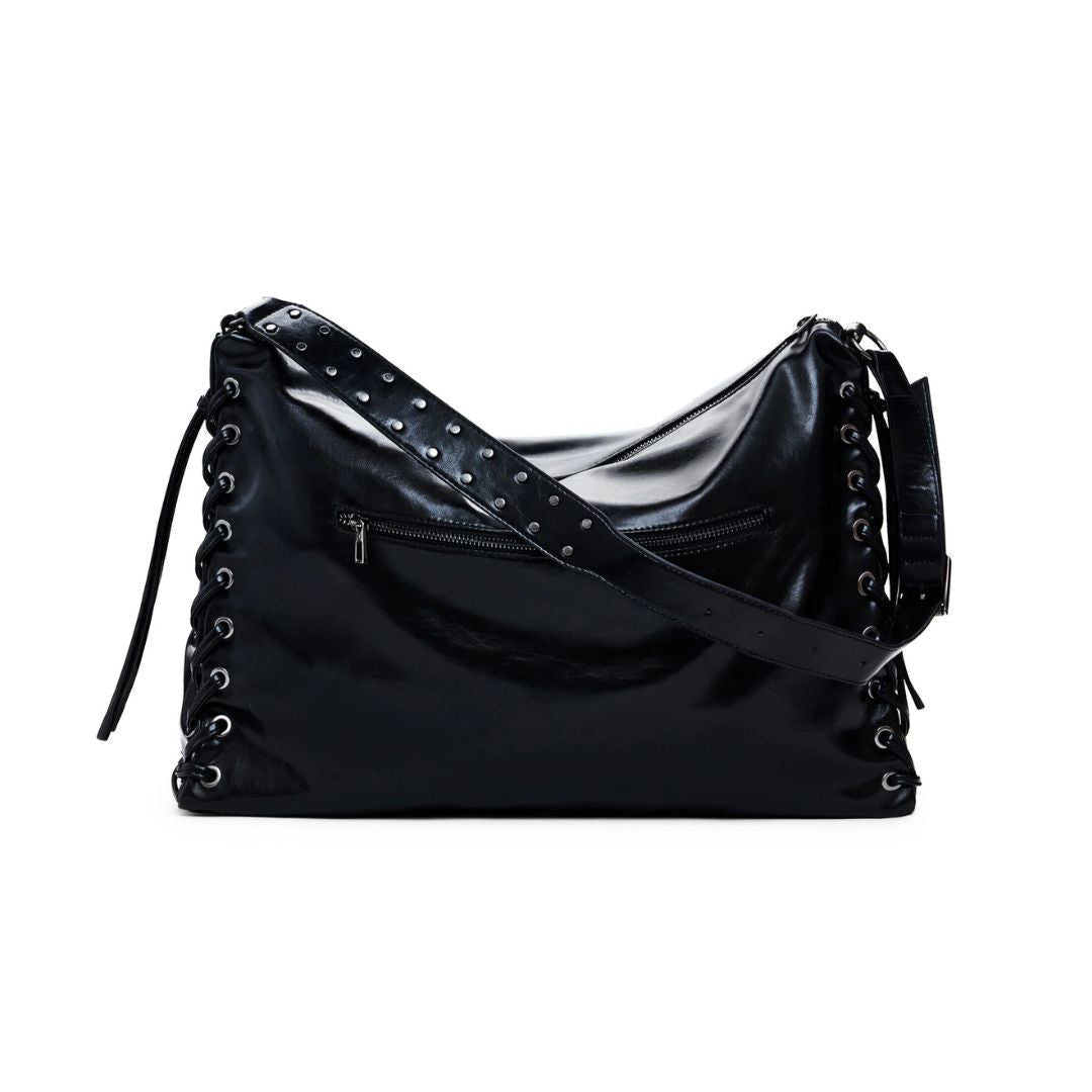 Desigual Large Shiny Woven Bag Women - BLK - Black