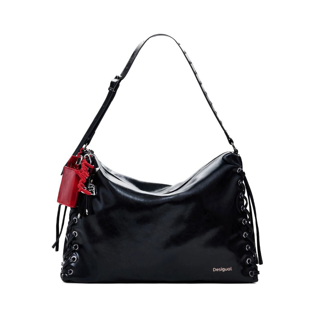 Desigual Large Shiny Woven Bag Women - BLK - Black
