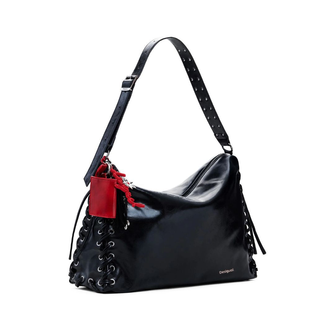 Desigual Large Shiny Woven Bag Women - BLK - Black