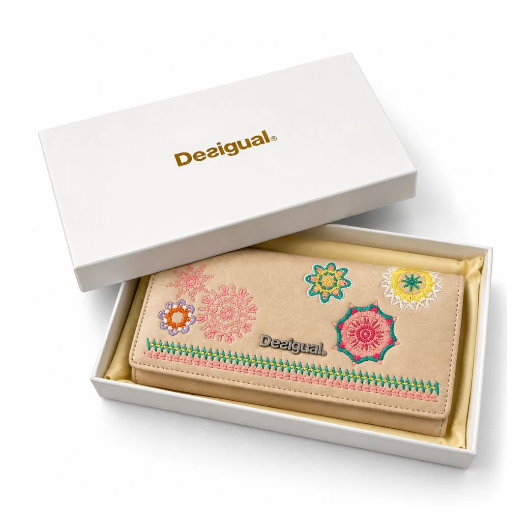 Desigual Long Coin Purse Mandalas Wallet Women - BEG - White combo