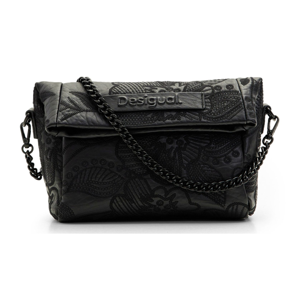 Desigual M embroidered floral shoulder bag - BLK - Black