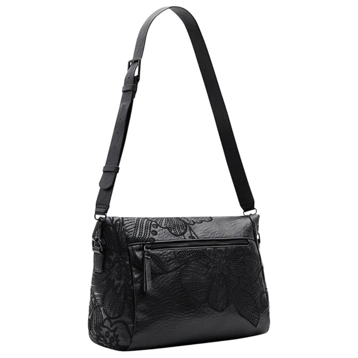 Desigual M embroidered floral shoulder bag - BLK - Black