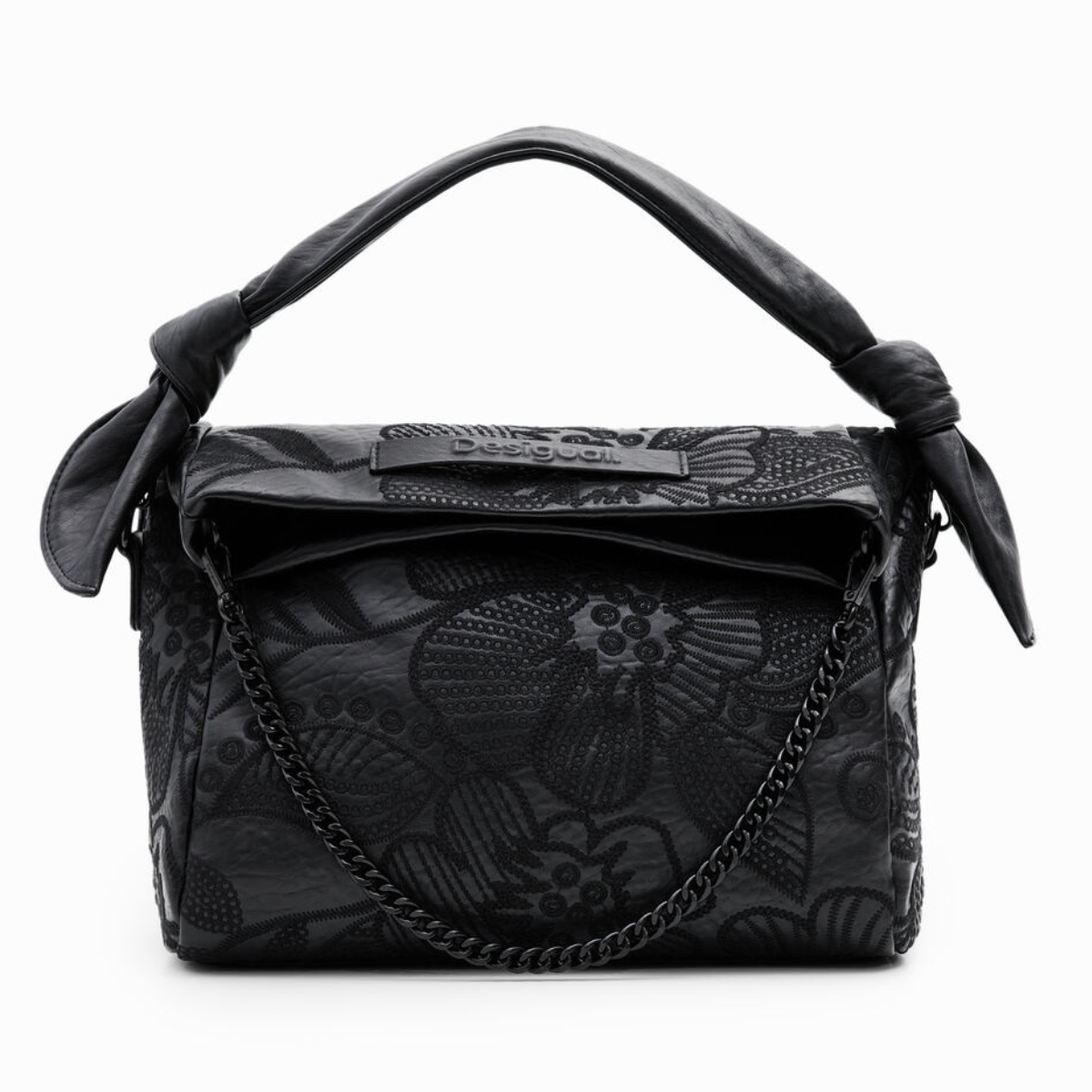 Desigual M embroidered floral shoulder bag - BLK - Black