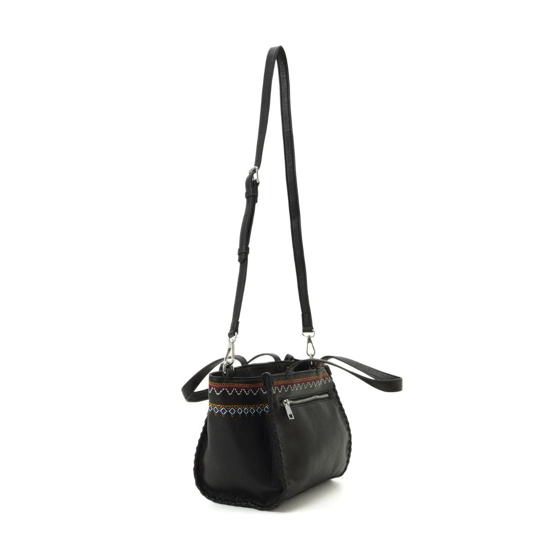 Desigual Medium Embroidered Handbag - BLK - Black