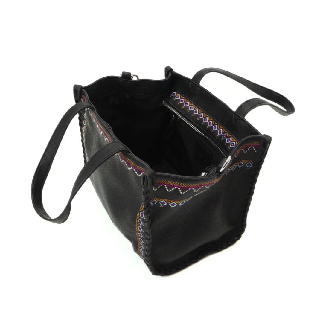 Desigual Medium Embroidered Handbag - BLK - Black