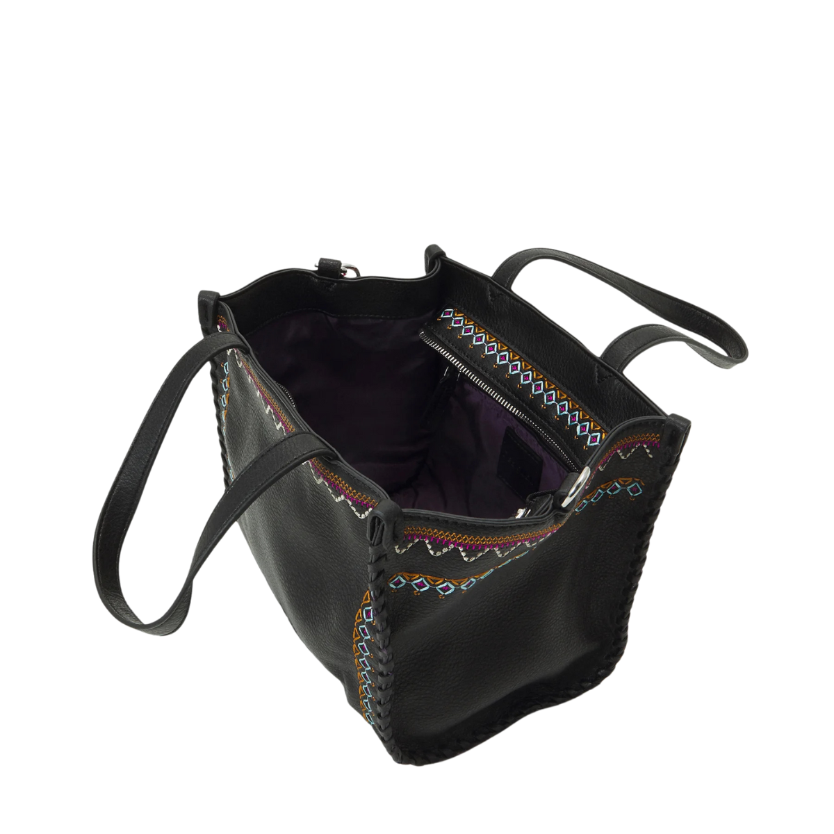 Desigual MEDIUM EMBROIDERED HANDBAG-BLK - Black