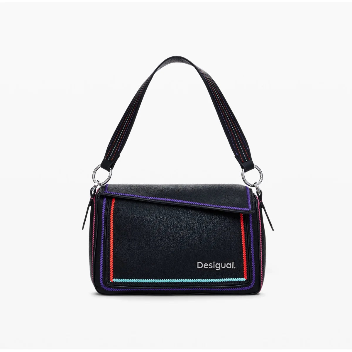 Desigual Multilineal with zipper handbag Women - BLK - Black