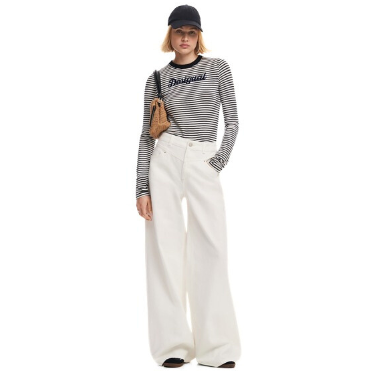 Desigual Raffia Shoulder Bag Women - BEG - Beige