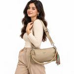 Desigual Ribbed Shoulder Bag Women - BGE - Beige