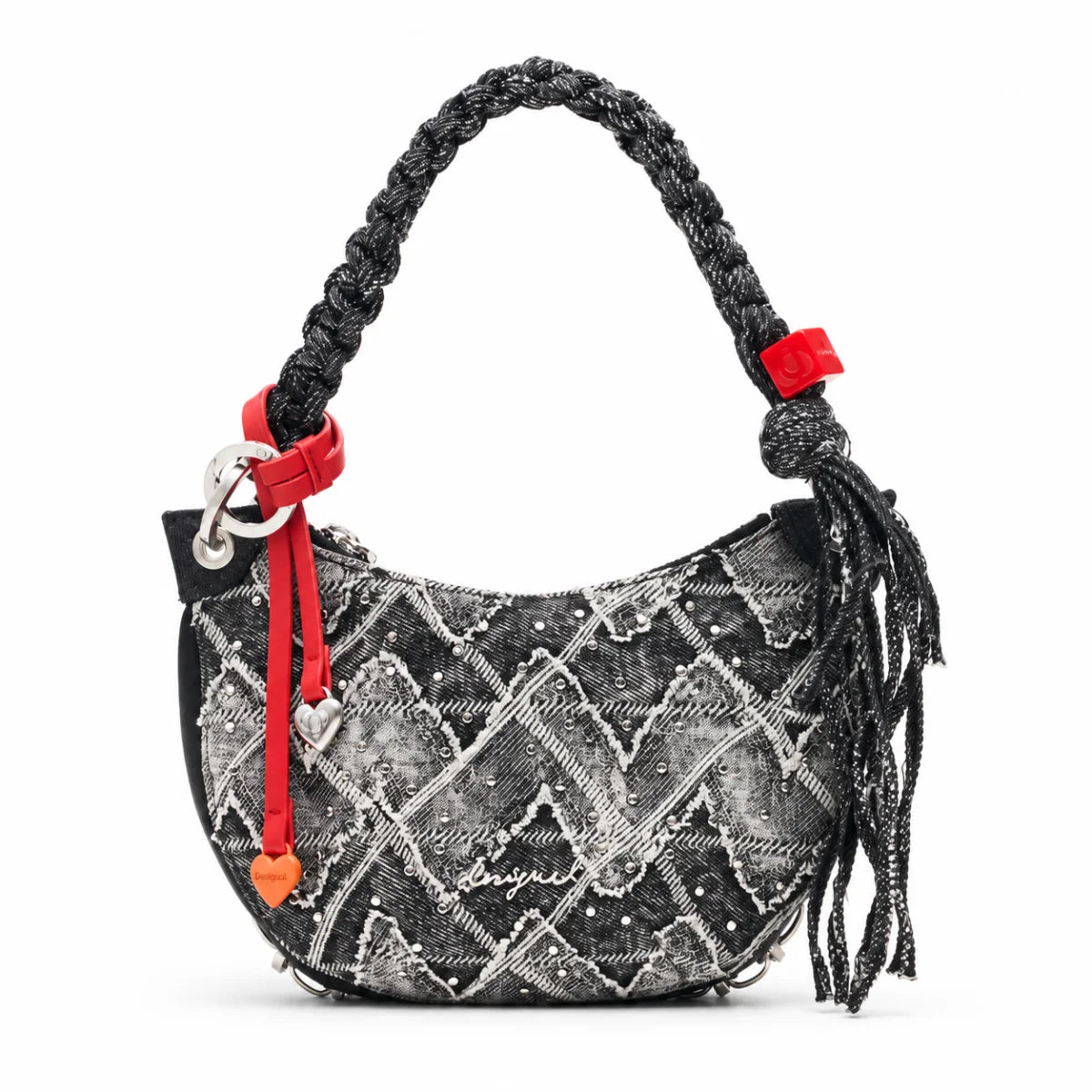 Desigual Small Studded Charm Bag Women - WHTBLK - White-Black