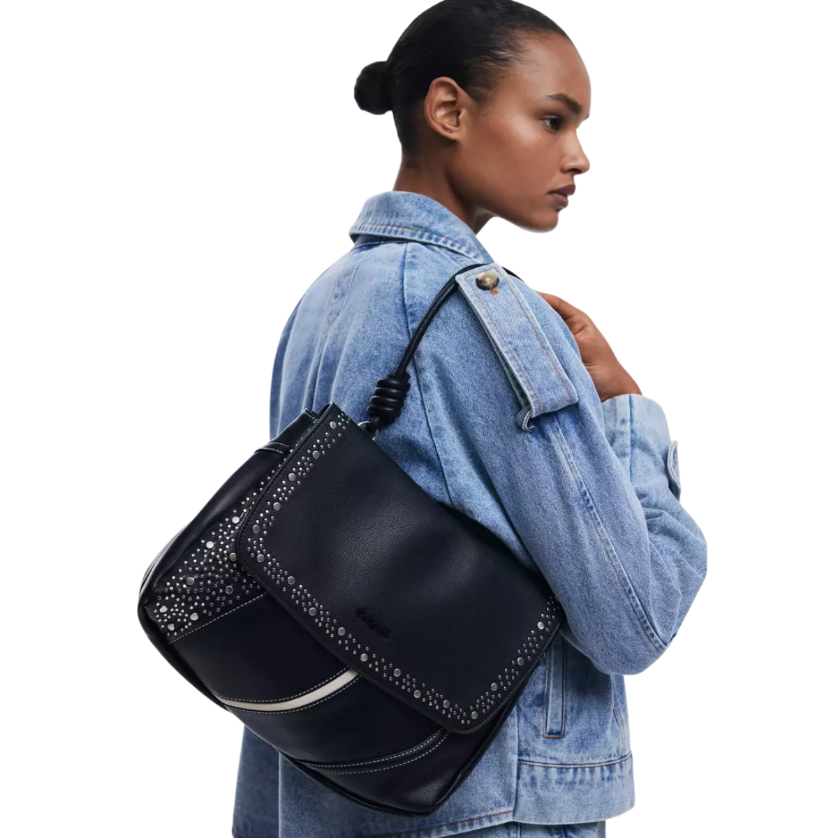 Desigual Studded M shoulder bag - black