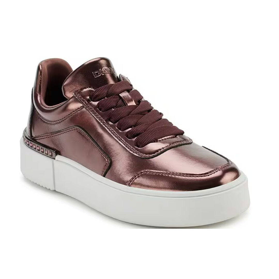 DKNY Beverley Metallic Leather Lace Up Platform Sneakers Women - RSE