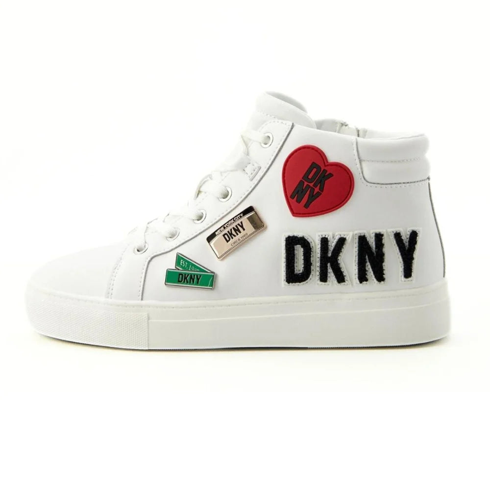 DKNY Coreen City Signs Lace Up Sneakers K1423000-WHT - 36 / White