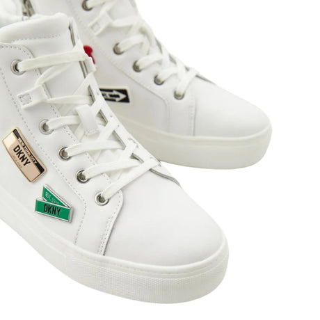 DKNY Coreen City Signs Lace Up Sneakers K1423000-WHT