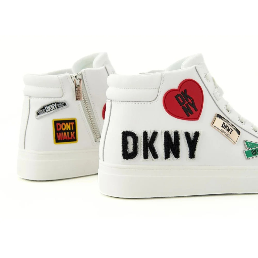 DKNY Coreen City Signs Lace Up Sneakers K1423000-WHT