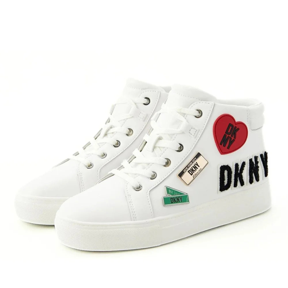 DKNY Coreen City Signs Lace Up Sneakers K1423000-WHT