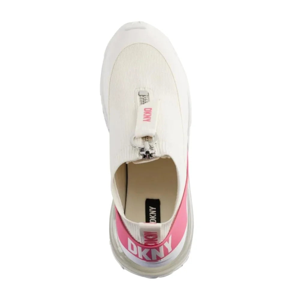 DKNY Kadia Zip-Up Sneaker - WHTPNK - 40 / White/ Pink