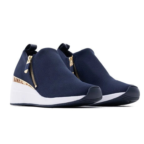 DKNY Palma Knit Wedge Sneakers Women - 37 / Navy - Shoes