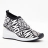 DKNY Parks Logo Printed Heeled Slip-On Sneakers Women - BLKWHT - 37 / Black/ White