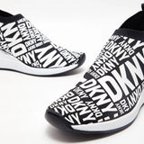 DKNY Parks Logo Printed Heeled Slip-On Sneakers Women - BLKWHT